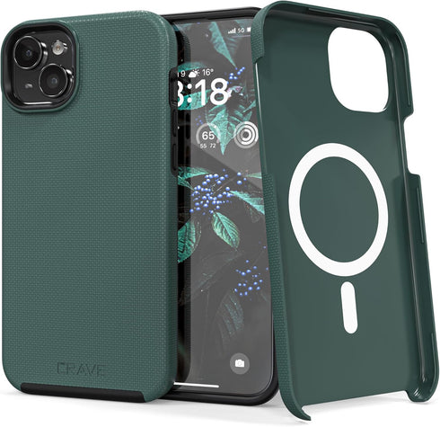 Crave Dual Guard for iPhone 15 Plus Case, Compatible with MagSafe Shockproof Protection Dual Layer Case for Apple iPhone 15 Plus (6.7") - Forest G...