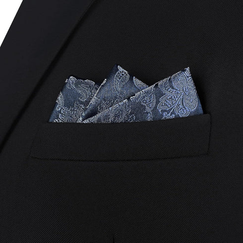 S&W SHLAX&WING Pocket Square for Men Space Blue with Light Steel Blue Patterned Floral for Suit...