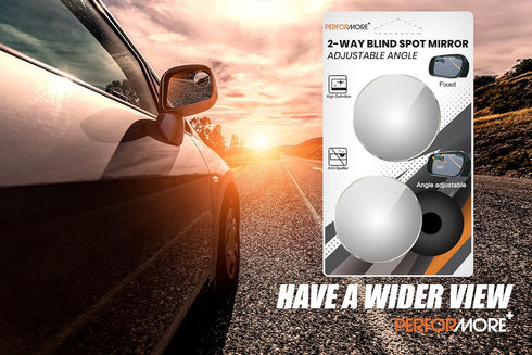 Performore 2 Pack of Blind Spot Car Mirrors, 2 Inch Round Adjustable HD Glass Convex Rear View Wide Angle Side Mirror Blindspot with Self Adhesive...