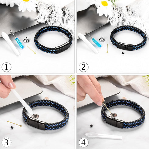 abooxiu Cremation Bracelet for Ashes Leather Urn Bracelet Cremation Jewelry Ash Bracelets Memorial Bangle Ashes Keepsake for Women Men...