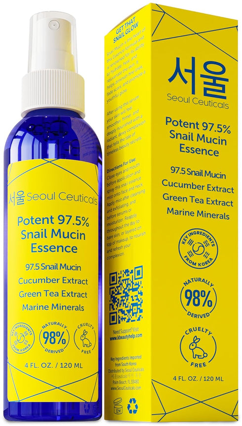 SeoulCeuticals Korean Face Mist 97.5% Snail Mucin Essence - K Beauty Skincare Facial Spray - Cucumber Extract + Marine Minerals + Green Tea + Aloe...