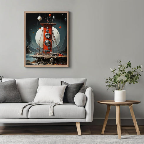 Posterizer 1 pcs-surreal sci-fi space device-Abstract & Modern Art-Fantasy & Fiction Art-Gift for Art Lovers-Decor for Home & Office- UNFRAMED Wal...