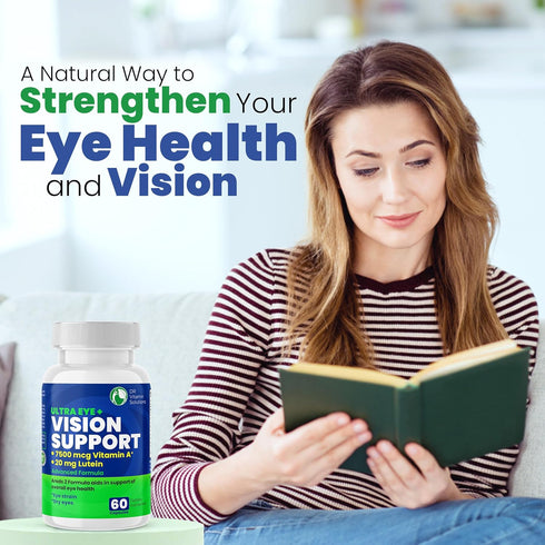 Vision Support Eye Vitamins for Macular Health | Eye Care Supplements with Lutein, Zinc, Vitamin A & Bilberry | Areds 2 Formula for Red & Dry Eyes...