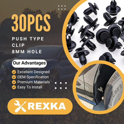Rexka 30pcs Fender Liner Splash Shield Bumper Cover Clip Fastener Rivet for B45A-56-146A Mazda 3, 5, 6, CX-3, CX-5, CX-9 & MX-5 Miata Toyota Scion...