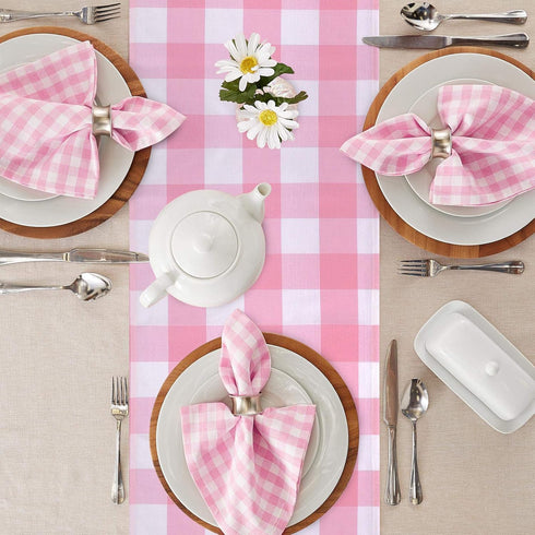 yuboo Pink Gingham Table Runner, Spring Pink and White Buffalo Check Plaid Table Cloth 72 Inches Long for Gingham Party Supplies, Rustic Farmhouse...