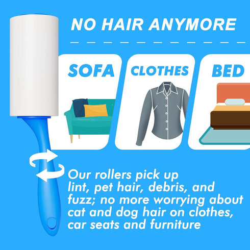 Extra Sticky Lint Roller, Mega Value Set 400 Sheets for Pet Hair Removal, Dog and Cat Lint Remover for Clothes, Furniture, Carpet...