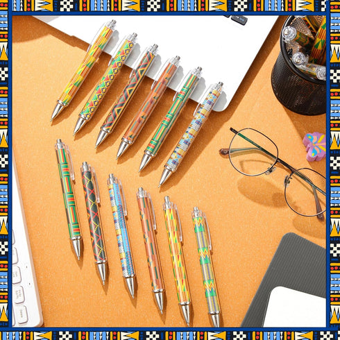 36 Pcs African Kente Print Ballpoint Pens Kente Retractable Ball Pens Juneteenth Fist Freedom Day Pens Gifts for Office Classroom Party Favors...