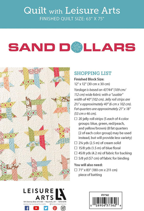 Leisure Arts Sand Dollars Quilting Pattern...