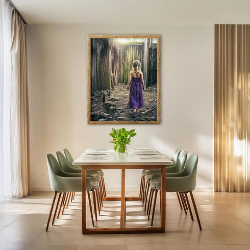 Posterizer 1 pcs-rustic village scene-girl with her ducks 4-Landscape & Nature Art-Art for Animal Lovers-Gift for Art Lovers- unframed wall art...