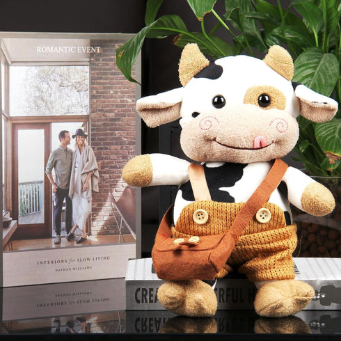 Cow Cattle Stuffed Animals Plush Toy 12" Large Milk Pillow Soft Cattle Plushies Cow Hug Pillow Stuffed Animals Doll for Boys and Girls (D: Brown l...