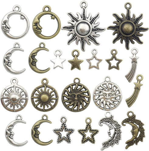 100g (About 80pcs) Craft Supplies Celestial Collection Charms Pendants for Crafting, Jewelry Findings Making Accessory for DIY Necklace Bracelet (...