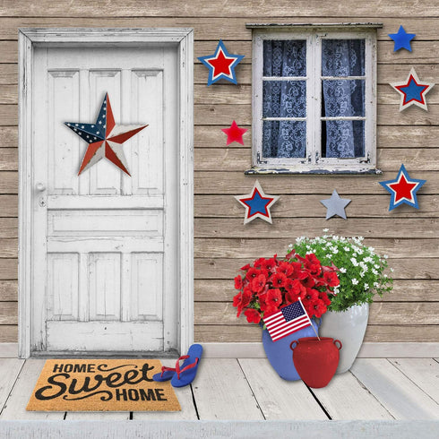 Patriotic Star Cutouts Glitter Cutouts Kit 4th of July Decoration for Independence Day 45 Pieces...