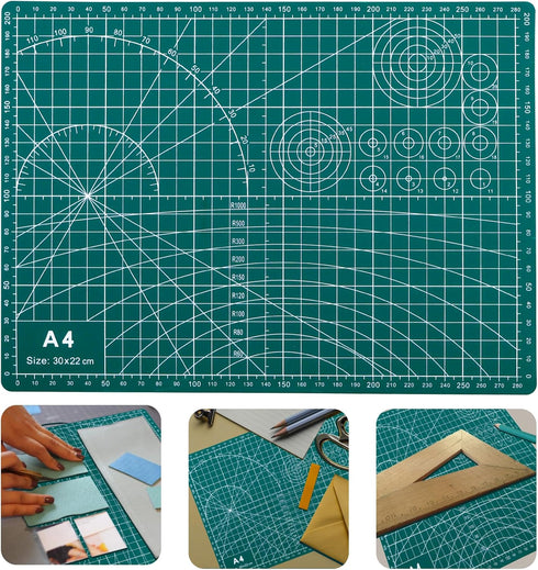 Self Healing Cutting Mat, A4 Self Healing Sewing Mat, Double Sided Quilting Craft Cutting Board for Hobby, Green Fabric Cutting Mat for Craft Art ...