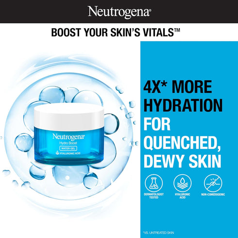Neutrogena Hydro Boost Face Moisturizer with Hyaluronic Acid for Dry Skin, Oil-Free and Non-Comedogenic Water Gel Face Lotion, 1.7 oz...
