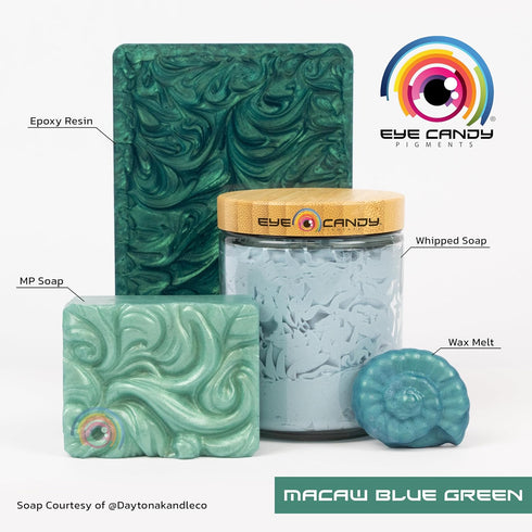 Eye Candy Pigments Premium Mica Powder - Macaw Blue Green (25gr) - for Epoxy, Resin, Soap, Paint, Woodworking, Acrylic Pouring, Bath Bombs, Fishin...