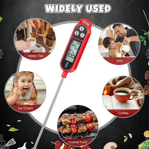 6 Pcs Meat Thermometer Food Thermometer with Probe Water Liquid Instant Read Digital Thermometer Cooking Thermometer Supplies BBQ Kitchen Thermome...
