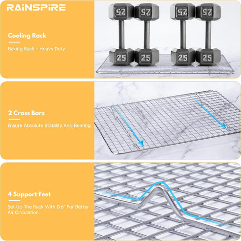 Cooling Rack Stainless Steel, Heavy Duty Cooling Racks for Cooking and Baking, Oven Safe Wire Rack for Cooking, Baking Rack for Oven Cooking Fits ...