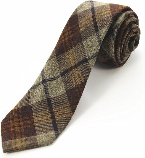 JEMYGINS 2.4" Mens Cotton Skinny Tie Plaid Striped Cashmere Wool Necktie...