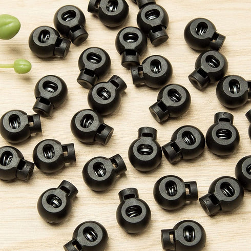 J.CARP 30Pcs Ball Shape Plastic Cord Locks End Spring Toggle Stopper, Single Hole Elastic Cord Adjuster, Suit for Hat Straps, Drawstrings, Bags, S...