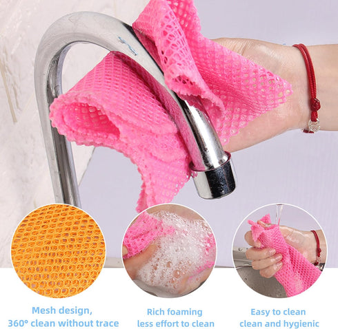 Heavy Duty Dish Scrubbers, Non-Scratch Scouring Pads - Odorless & Long Lasting Mesh Dish Cloth - Replace Sponges - Kitchen, Floor and Bathroom Usa...