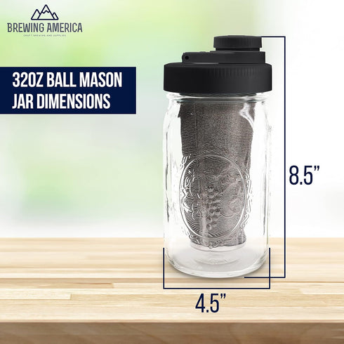 Brewing America Mason Jar Cold Brew Coffee Maker Infuser: Made in USA Wide Mouth Mason Jar with Screw Top Pour Lid, Stainless Steel Filter for Del...