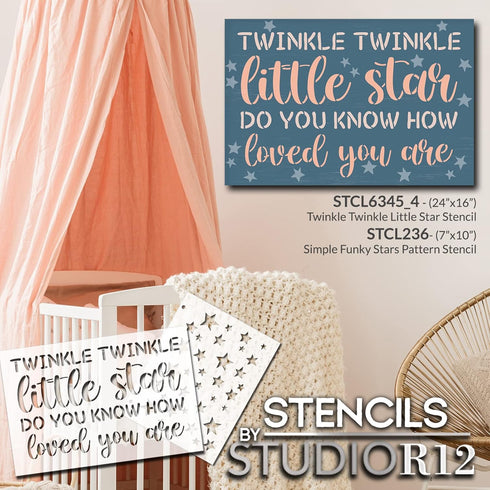 Twinkle Twinkle Little Star - How Loved Stencil by StudioR12 | Song Lyrics |Craft DIY Kids Room, Nursery Decor | Paint Wood Signs | Select Size (1...