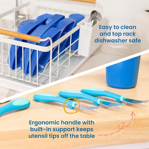 ECR4Kids My First Meal Pal Combo Set, Children's Tableware, Blue, 15-Piece...