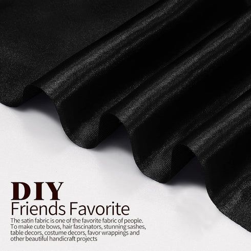 Black Satin Fabric 60 Inch Wide by The Yard, Soft Charmeuse Satin Fabric for Wedding Dress, DIY Craftings, Costumes, 1 Yard...