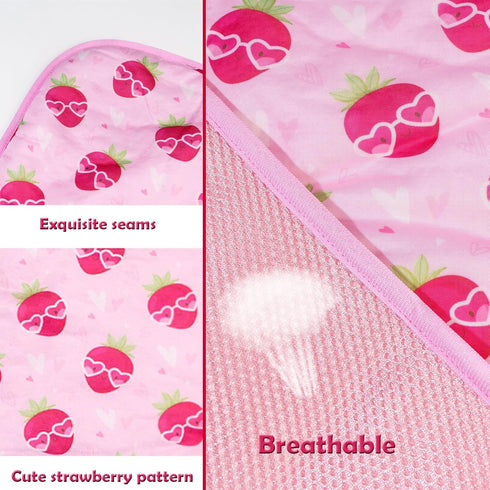 Dog Ice Pad Ice Silk Cats Kennel Mat Pet Cooling Pad Summer Cool Bamboo Mat Breathable Pad (Strawberry, S)...