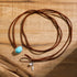 HTH Boho Choker Necklace for Women Layered Bohemian Turquoise Leather Choker Western Boho Necklace...
