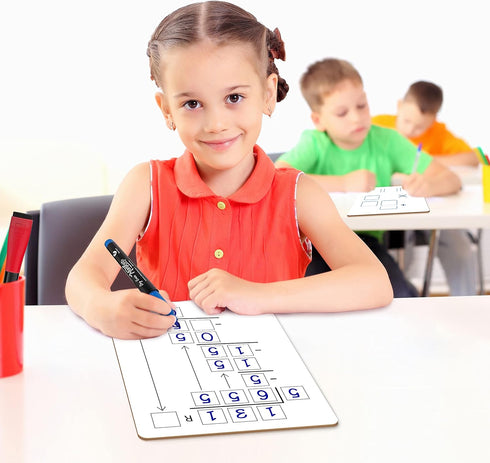 Dry Erase Multiplication & Division Board 9"x12" Double Sided Practice Whiteboard with 2x1 & 2x2 Digit Multiplication for Home, School, Classroom,...
