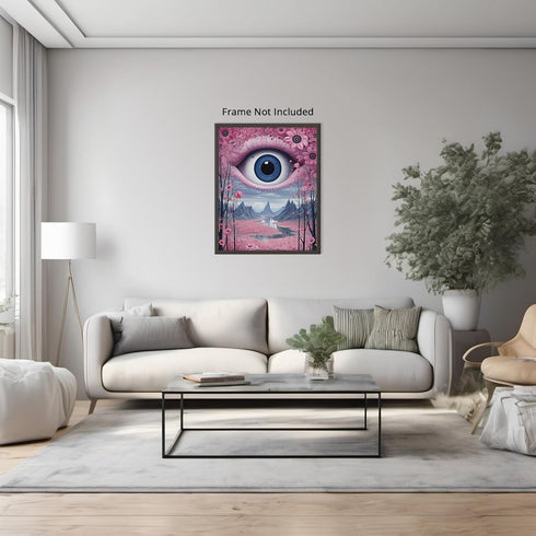 Posterizer 1 pcs-giant alien eye-pink girly wall art-Abstract & Modern Art-Fantasy & Fiction Art-Gift for Art Lovers-Decor for Home & Office- UNFR...