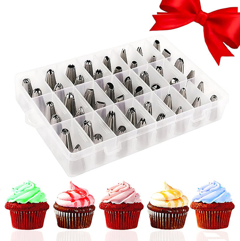 48-Piece Numbered Piping Tips, Cookie Icing Tips, Cookie Decorating Kit, Cake Decorating Tips for Cupcakes Cookies, Cake Supply Master Decorating ...