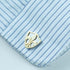 3D Cut Fleur-de-Lis Cufflinks, Stainless Steel with Gold Accents (Cufflinks Box Included)...