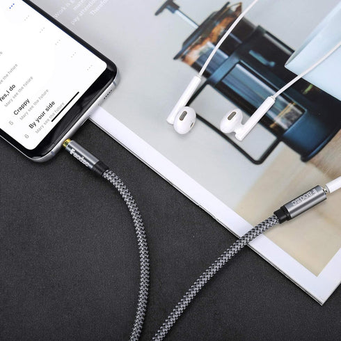 25ft 3.5mm Male to Female Stereo Audio Extension Cord,Faodzc Braided 3.5 mm Headphone Extension Cable Double Shielding 1/8 Aux Extension Compatibl...