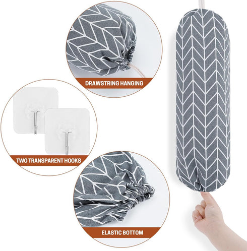 SWISSELITE 2Pcs Plastic Bag Holder, Reusable Plastic Bag Organizer Wall Mount, Large Grocery Bag Storage Dispenser, 22x9 IN...