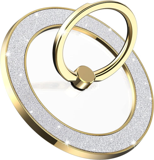 Magnetic Phone Ring Holder for MagSafe, Magnetic Phone Grip for iPhone, Compatible with iPhone MagSafe Wireless Charging. (Glitter Gold)...