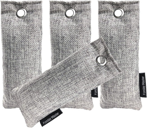 4 Packs Shoe Deodorizer Bags, Fonday Bamboo Charcoal Odor Eliminator(75g each), Activated Charcoal Air Purifying Bags Odor Absorber for Gym Bag, C...