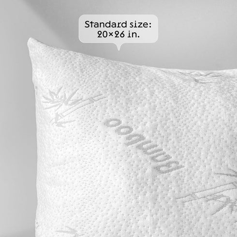 2 Pack Waterproof Viscose Made from Bamboo Pillow Protectors Standard 20x26 Pair Zippered Case, Guaranteed Noiseless Pad, Ultra Plush Absorbent (V...