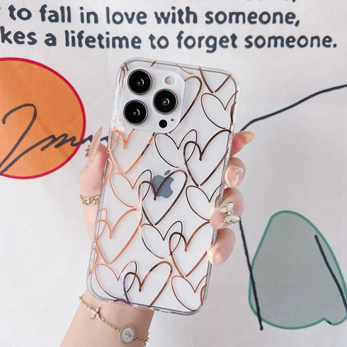 Jmltech Compatible with iPhone 13 Pro Max Case Clear Cute Girly Women Luxury Heart Clear Slim Thin Silicone Bumper Hard Back Protective Phone Case...
