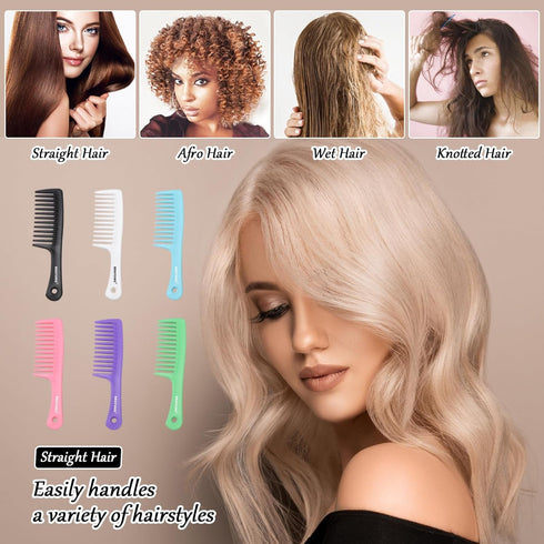 2PCS Large Wide Tooth Comb, Shower Combs, Hair comb for wet curly hair, Durable Hair Brush for Best Styling and Professional Hair Care(2Black)...