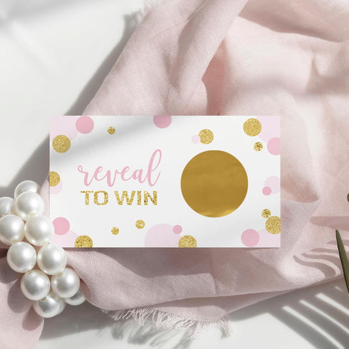 Pink & Gold Scratch Off Game Cards (28 Pack) - Fun Bridal Shower Games, Modern Wedding Activities, Lottery Tickets for Door Prizes, Raffle Drawing...