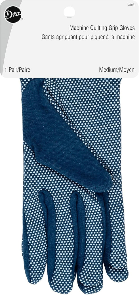 Dritz Machine Grip, Blue, Medium, 1 Pair Quilting Gloves, 2 Count...