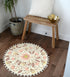 Uphome Small Round Rug 2’ Circle Cute Bath Mat with Pom Poms Fringe Floral Plant Washable Bathroom Rugs Soft Non-Slip Circular Throw Rug Carpet fo...
