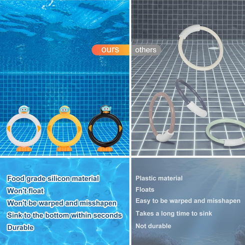 SASBSC Diving Rings Pool Diving Toys for Kids Ages 4-8 Swimming Pool Toys for Kids Ages 8-12 Summer Outdoor Water Toys for Kids Adults Underwater ...