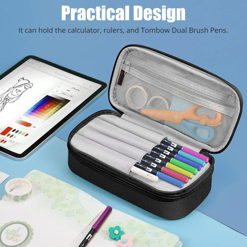 FINPAC Pencil Case, Large Capacity Pencil Box, Pen Pouch Stationery Storage Organizer for Women Men, Pen Supply Case for Office Seniors, Don't Tou...