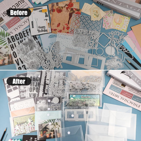 Briartw 20 Pcs 3.9x9.4" Slimline Storage Envelopes, Resealable Plastic Envelopes Pockets for Cutting Dies Stencil Crafts Organizer Holder,Clear St...