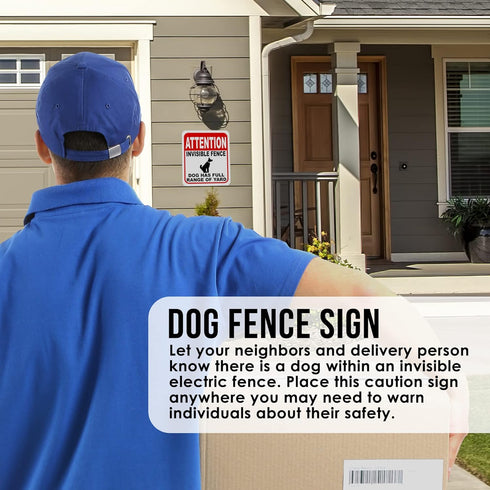 Attention Invisible Fence Dogs Sign - Dog Has Full Range of Yard, Warning Signs for Home, Dog House Sign Decorations, Animal Safety Sign for The H...