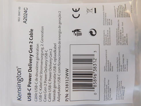Kensington USB-C 3.2 Gen2 10Gbps Cable with USB-A Adapter - 100W Power Delivery, 1 Meter (K38312WW)...