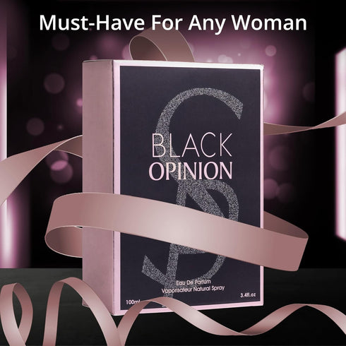 Black Opinion Eau De Parfum for Women Top Notes of Pear, Pink Pepper, Orange Blossom, Coffee, Jasmine, Bitter Almond & Licorice - Base of Vanilla,...